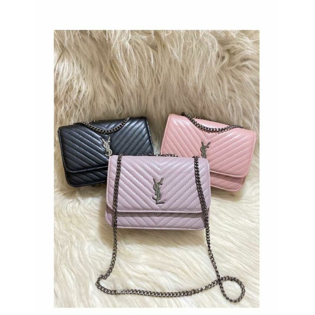 BORDIR YSL BORDIR NILRY TAS SELEMPANG WANITA RANTAI BLACK NACKLE