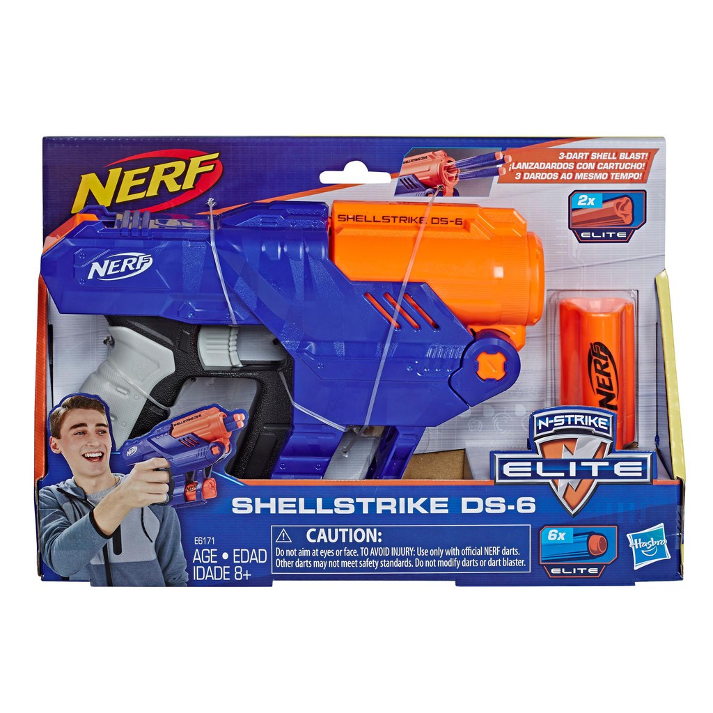 Nerf Elite Shellstrike DS-6 Koleksi Pistol Mainan Original Nerf