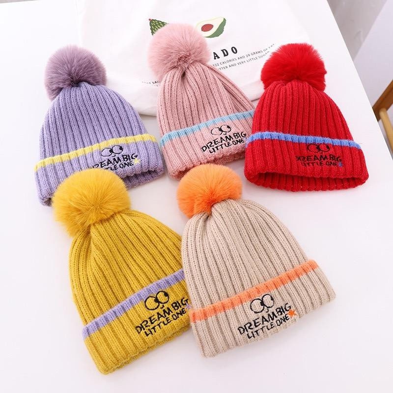 Topi Kupluk Bayi Anak Laki Laki Perempuan Model Jambul Pompom Usia 0 3 6 bulan umur 1 2 3 Tahun thn Cowok Cewek Cowo Cewe Murah Lucu