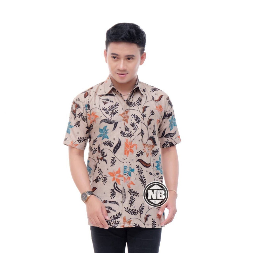 Nuku Batik - Kemeja Batik Lengan Pendek Motif Bunga Salju M L XL XXL