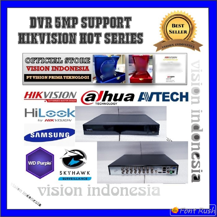 DVR Turbo 16Channel 5MP Support Camera Hikvision series H0T / 5MP