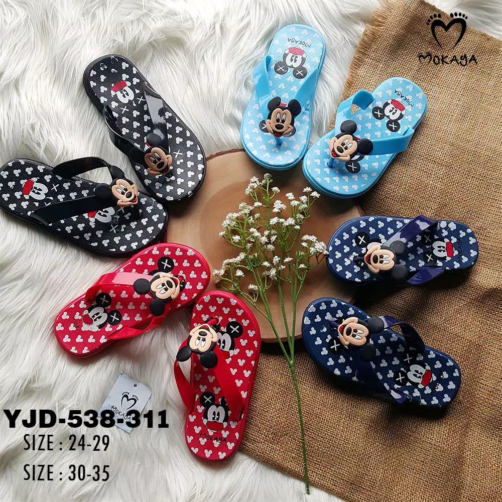 Sandal jepit anak Love Mickey Mouse Lucu Keren Import Mokaya/Sz 30-35 (YJD-538-311)