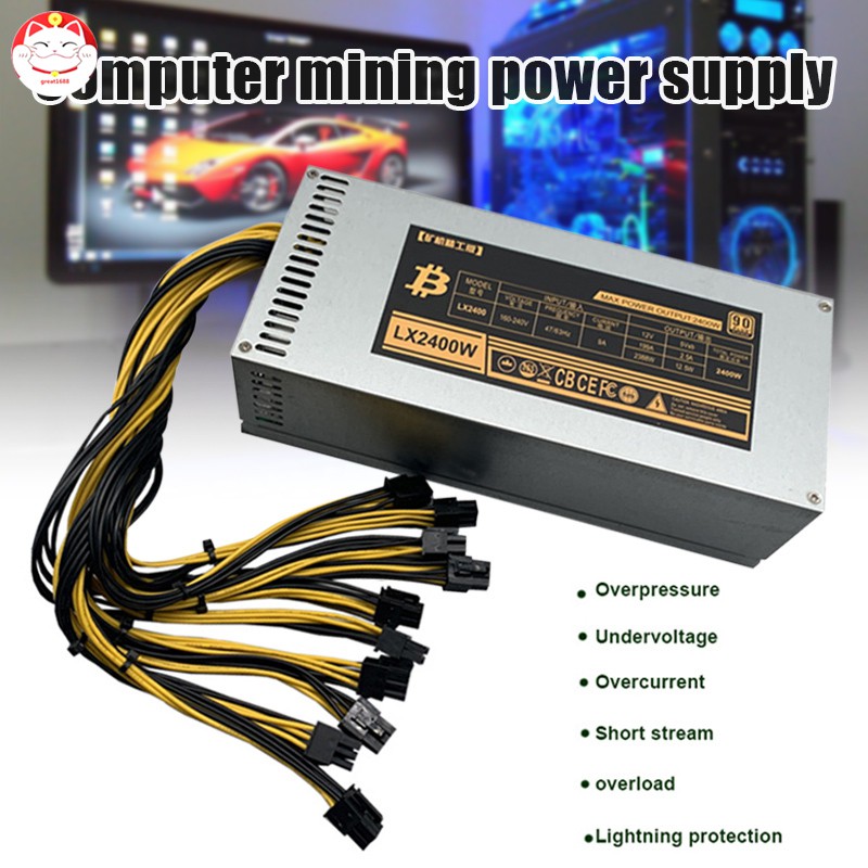 Power Supply Mining Mining 1600 / 1800 / 2000w Untuk Eth Rig Ethereum Miner S9 S7 L3 + Plus