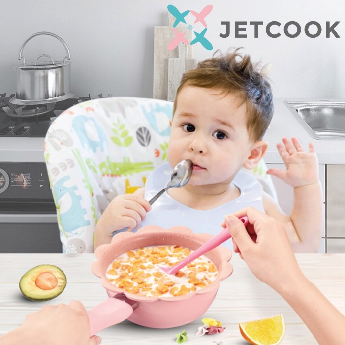 JetCook Baby Cookware Milk Pan dan Steamer 16cm - Panci dan Kukusan untuk Bayi - Pink