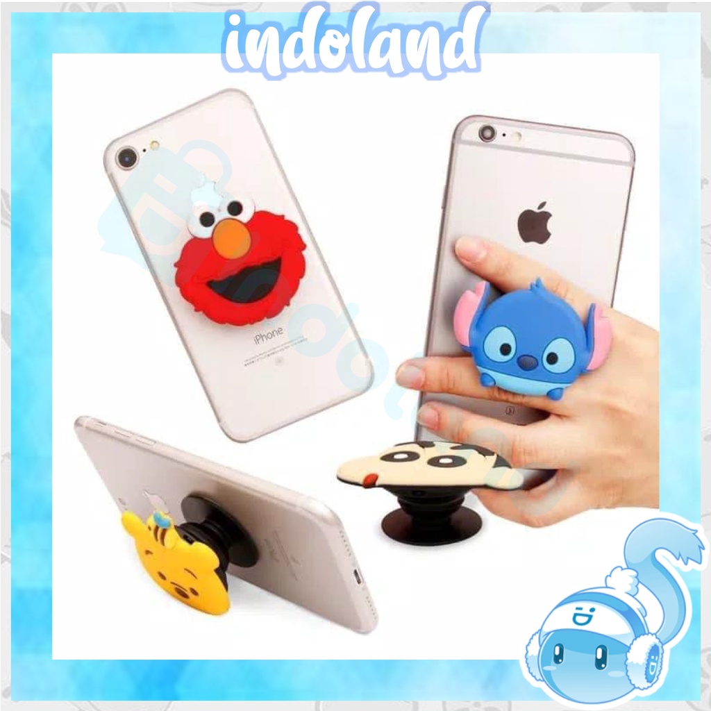 ☀ INDOLAND ☀ R112 Popsocket 3D HP Holder Karakter Pop Socket Kartun Cartoon PVC Import Murah Batam