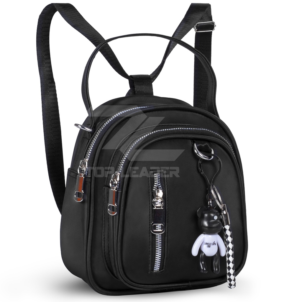 Goldies Tas Ransel Wanita Mini Style Korea Import Tas Backpack Mini Anti Air Free Gantungan-Hitam Kecil Goldies