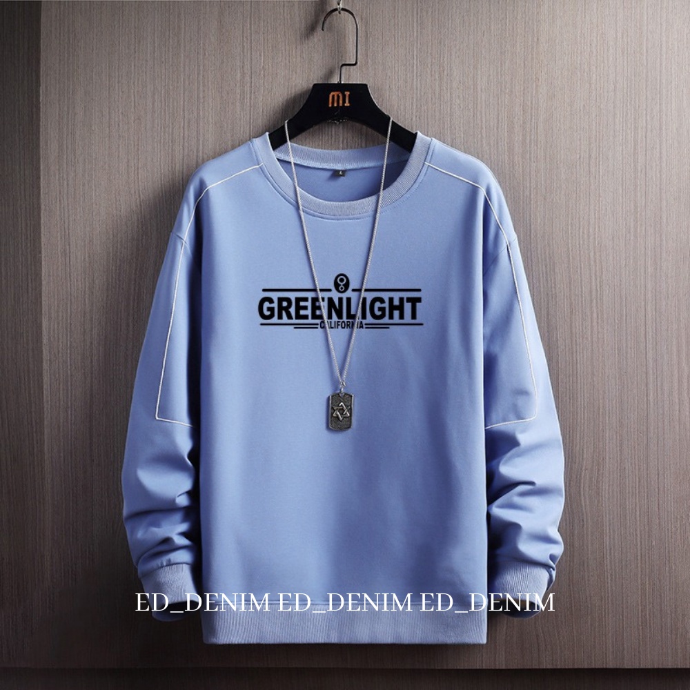 Sweatshirt Greenlight Pria Wanita Terbaru /  Crewneck Jumbo M - 3XL / Sweter Pria Distro Keren