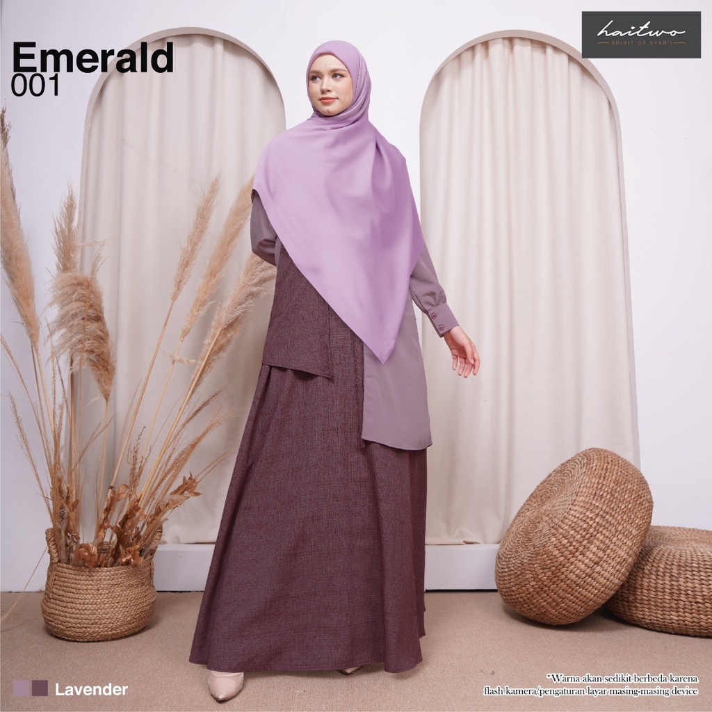 Haitwo Emerald 001 Bahan Rabella Gamis Muslimah Set Hijab Syar'i OOTD