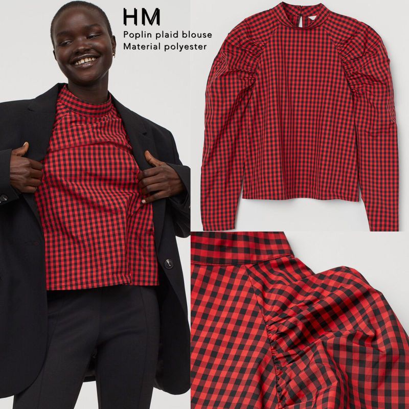 HM Poplin Red Plaid / Kemeja Wanita H&M kemeja formal kemeja kantor kemeja kerja wanita HM ori