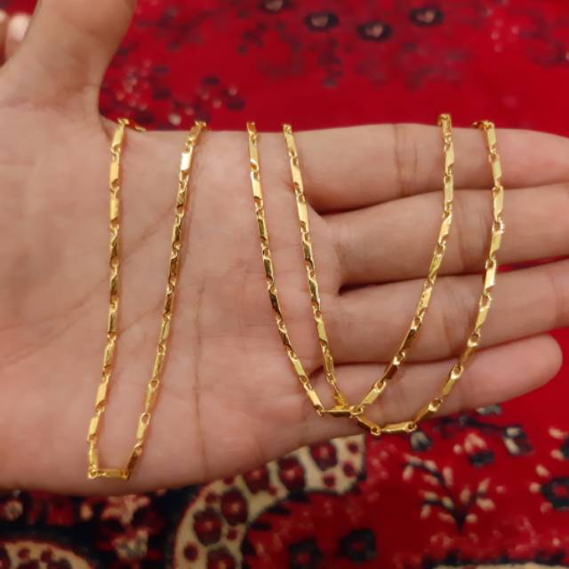 Perhiasan Kalung Model Balok Panjang Lapis Emas 24K