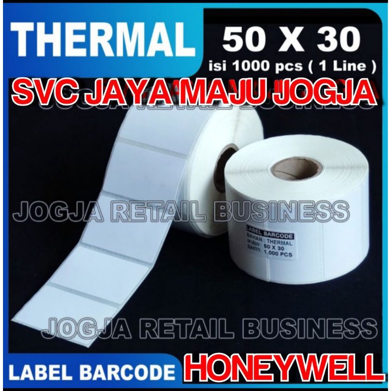 

[ HONEYWELL ] 50 X 30 THERMAL - 1 LINE - FACE OUT - ISI 1.000 PCS || CORE 1" || LABEL BARCODE TANPA RIBBON DIRECT THERMAL - APOTIK RESEP OBAT LAB LABORATORIUM KLINIK PUSKESMAS RUMAH SAKIT || 50X30 - HONEYWELL PC42D PC42T PC43T - ISI 1000