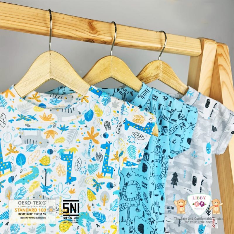 Oblong Pendek Anak SML Rib Print Kecil / Kaos Oblong Anak LIBBY