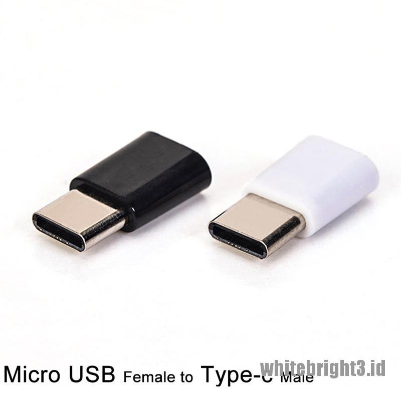 &lt; White3 &gt; Adapter Konverter Charger Micro USB Female Ke Tipe-C Male