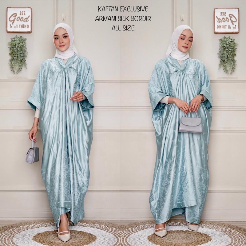 KAFTAN PREMIUM EXCLUSIVE ARMANI SILK BORDIR ORIGINAL KAMARI / KAFTAN MUSLIM / BAJU LEBARAN / KAFTAN 