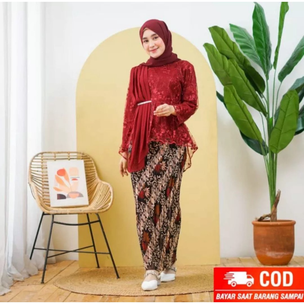 Set Tunik Aurora Selendang Modern 2022//Setelan TunikTille Selendang dan Rok Plisket//Baju Lebaran/baju wisuda termurah/set Tunik Slendang termurah/pakaian wanita/baju kebaya selendang/kebaya anak muda termurah/pakaian tradisional/set kebaya brokat tille