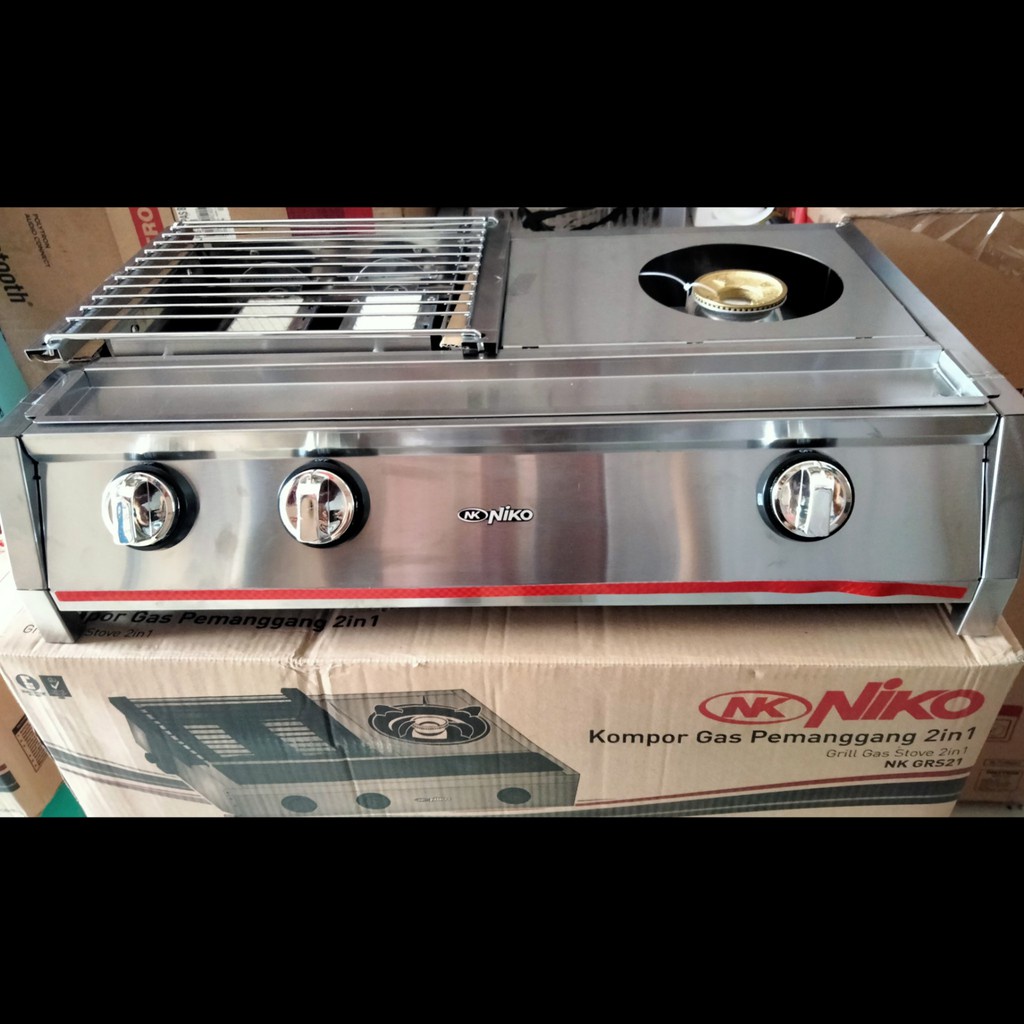 KOMPOR GAS PEMANGGANG BUNNER STOVE (GRS)2IN1 - 2 BUNNER GRILL 1 - NK