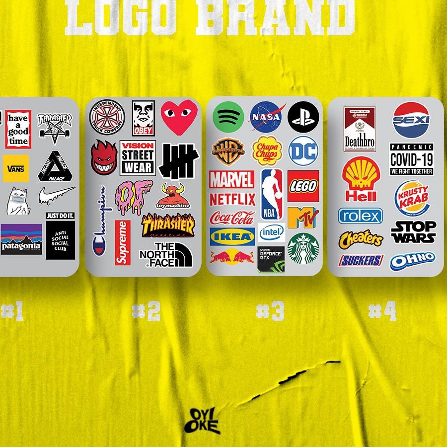 

4.4 BIG SALE FASION Sticker Logo Brand Pack | Sticker Kiss Cutting Laptop, Koper, & HP | Palace, Deu