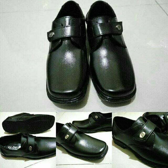 Sepatu Pantofel GLOBY Fullblack Sepatu Kulit Anak Laki-laki Formal Casual Resmi