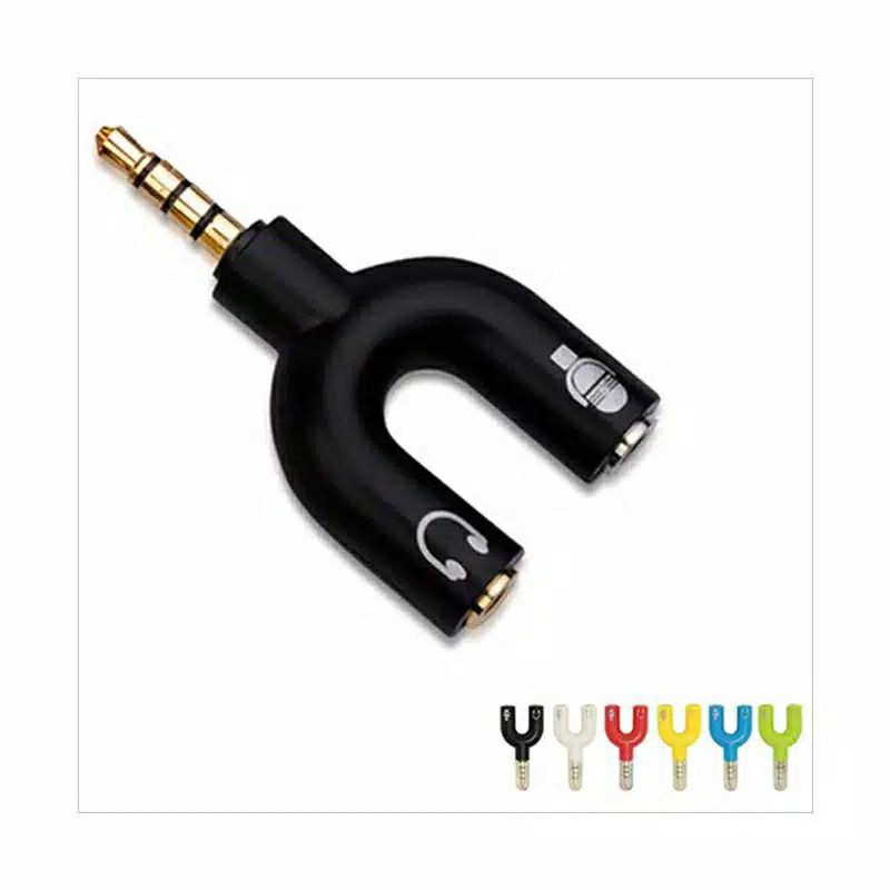 Splitter jack audio model U Shape 2in1mic dan audio Jack 3.5mm to dual Female