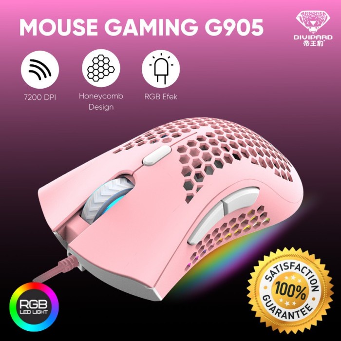 Divipard Mouse Gaming Honey Comb G905 RGB Effects 7200DPI Macro