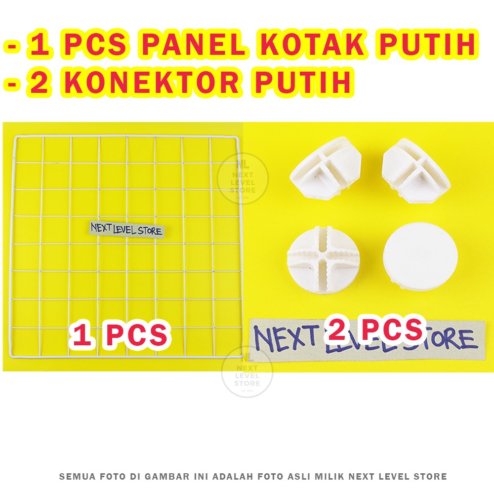 DIY Panel Pagar Kandang 35x35cm Anjing Kucing Kelinci Kura Lemari Rak Sepatu Tanaman - Pilih di VARIASI-KotakPutih+2Konektor