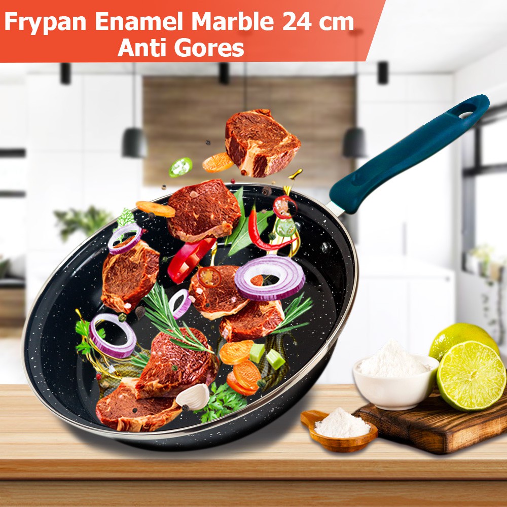 Frypan Enamel Marble 24 cm anti Gores