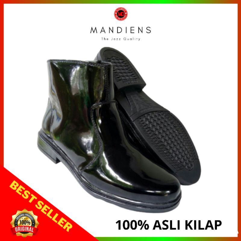 MANDIENS - Sepatu Pantofel PDH Pria Tanpa Tali Kulit Kilap Tanpa Semir T.Tali