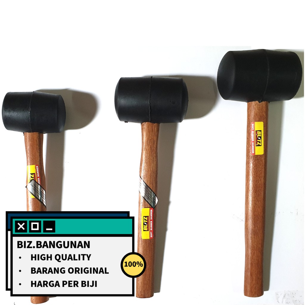 PALU KARET BLITZ 8 OZ GAGANG KAYU - PALU KERAMIK 8OZ