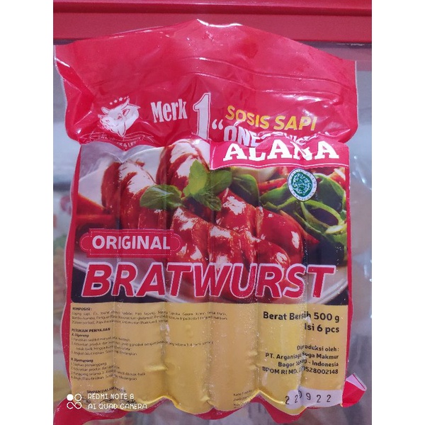 

One Suke Alana Sosis Original Bratwush Jumbo isi 6 (500gr)