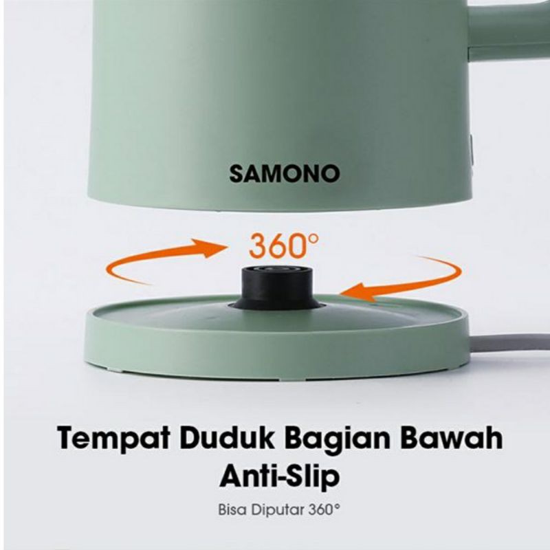 SAMONO SW-R1 600W Electric Kettle 1.8L Double Wall Design Anti-Slip garansi resmi 1 tahun