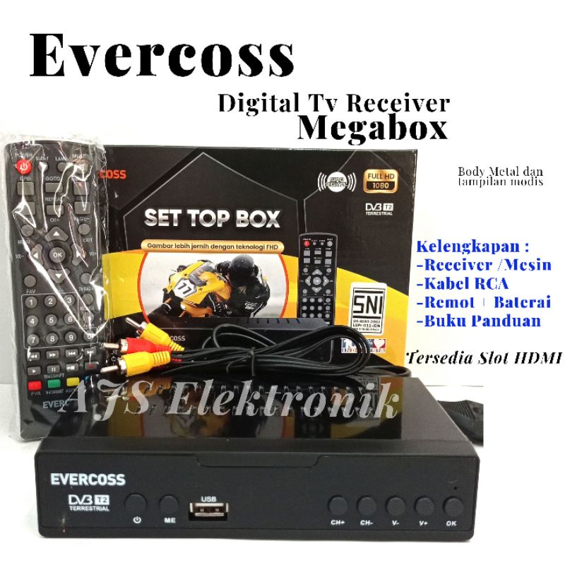 Set Top Box Digital STB DVB T2 Evercoss Blackk