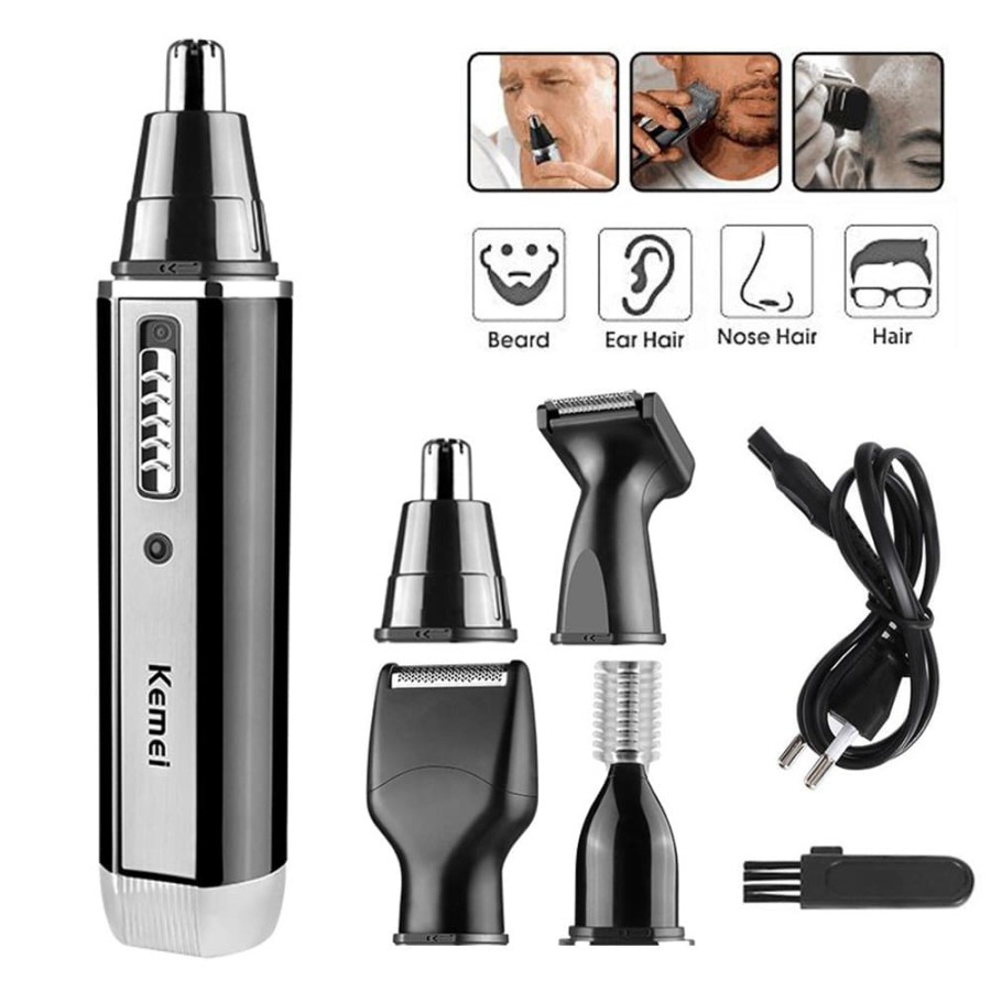 COD Kemei KM 6630 Alat Pencukur Bulu 4 In 1 Bahan Stainless Steel