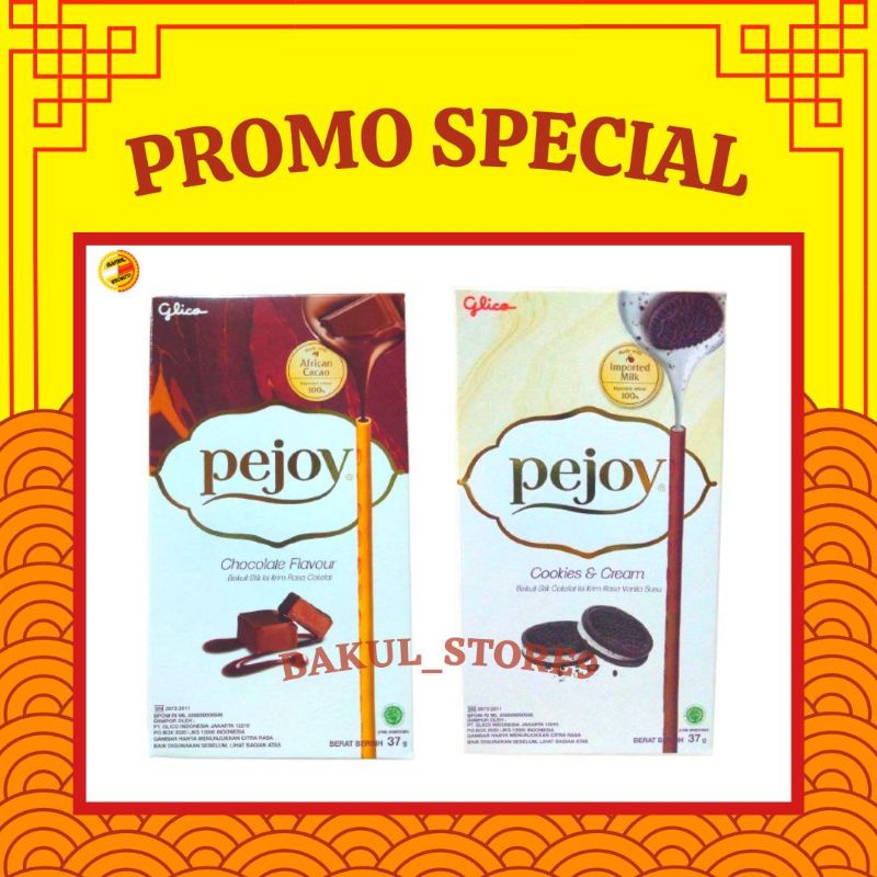 Glico Pejoy Chocolate / Cookies and Cream Flavour Biskuit Stik Isi Krim Coklat 37 Gram Termurah