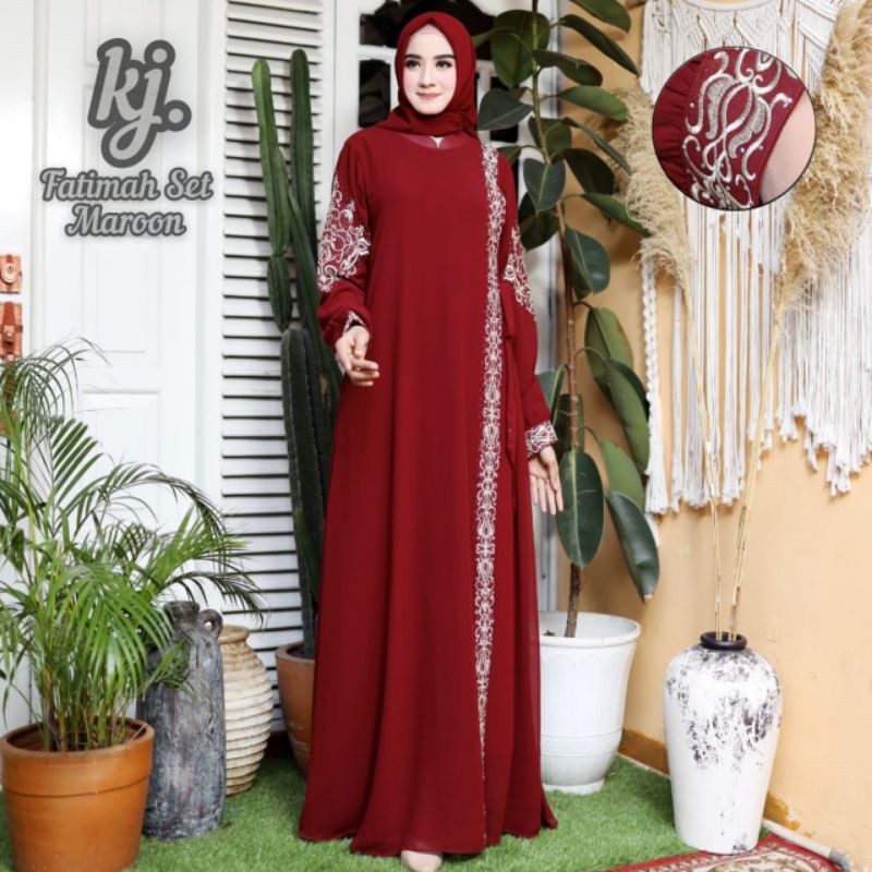 GAMIS FATIMAH SET HIJAB BORDIR BY KJ