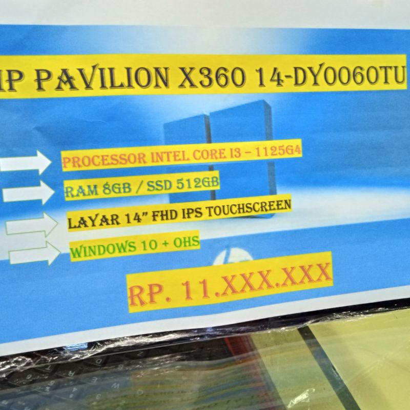 HP PAVILION X360 I3 1125G4 8GB SSD 512GB