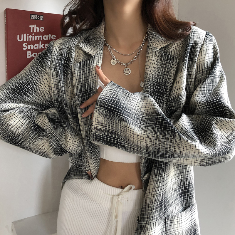 Hip-hop Personality Double Smiley Face Pendant Necklace for Women Girl Temperament Sweater Chain Neck Jewelry