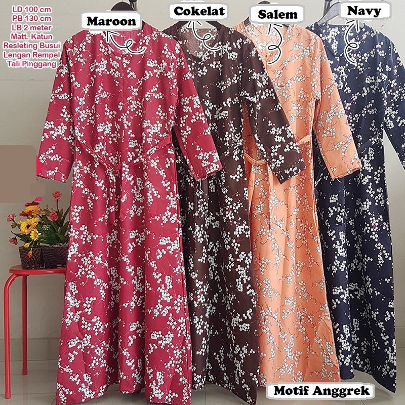 baju gamis Katun Jepang Motif Rasti, Bunga, Etnik, Retro, Polkadot, Vintage best seller