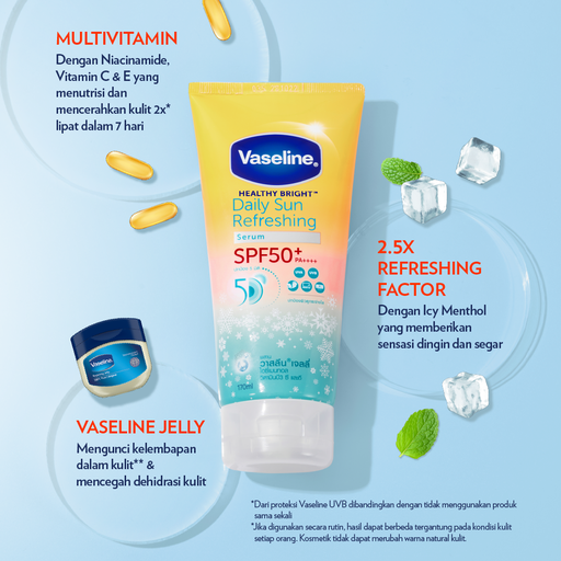 Vaseline SPF50 Refreshing Daily Sunscreen Serum Perlindungan UVA UVB 170ml