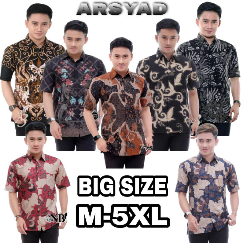 KEMEJA BATIK PRIA/BATIK PRIA/BATIK PRIA JUMBO/HEM BATIK PRIA JUMBO LENGAN PENDEK M L XL XXL 3XL 4XL 5XL