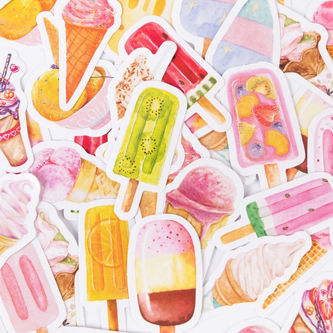 46pcs/set Colorful Ice Cream Shape Paper Stickers For Refrigerator/Computer Decoration