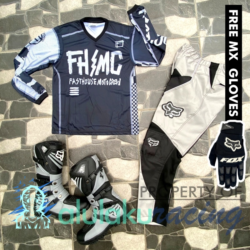 Jersey, Celana, Sarung Tangan &amp; Sepatu SV Fullset MX Trail Motocross - Paket Bundling FHCTSV020217-F41