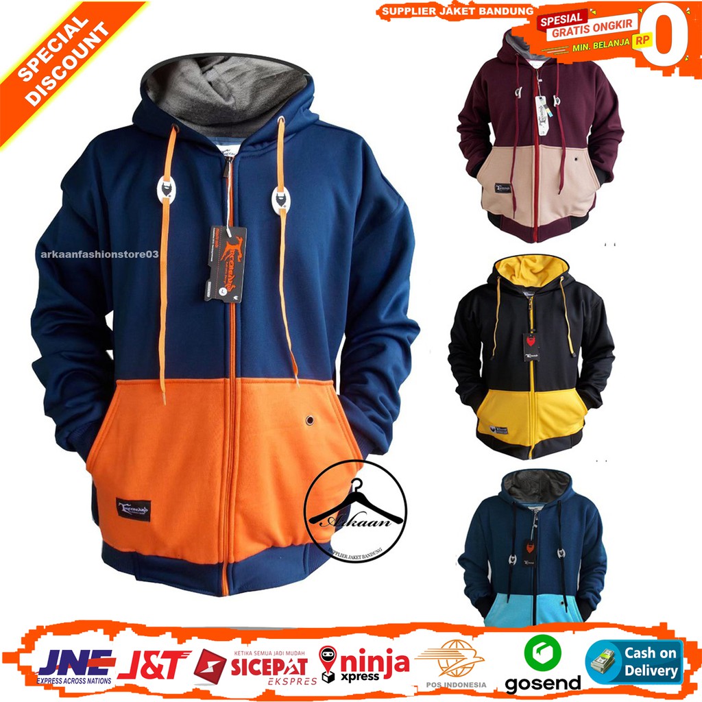 [Bayar Di Tempat] Jaket Sweater Hoodie Zipper Original Treebeard  Warna Kombinasi