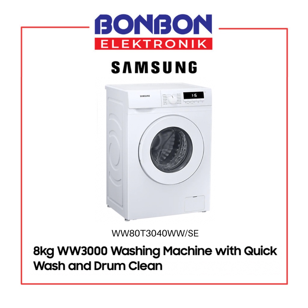 Samsung Mesin Cuci Front Loading 8KG WW80T3040WW/SE Digital Inverter WW3000