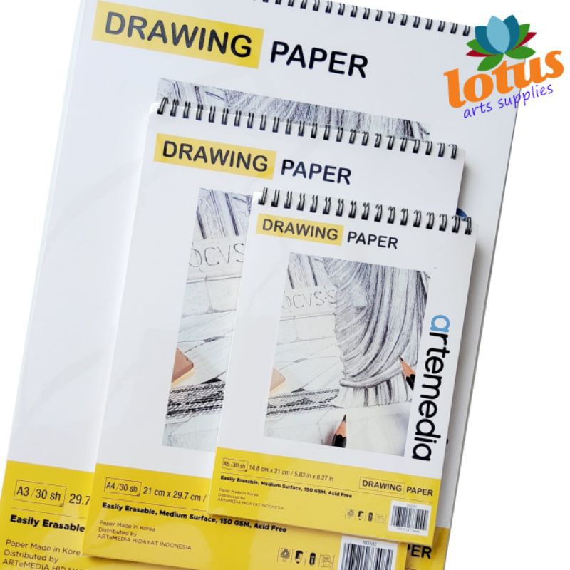 

Artemedia Drawing Paper Book A5 Wirebound Sketchbook 150gsm 30Sheets