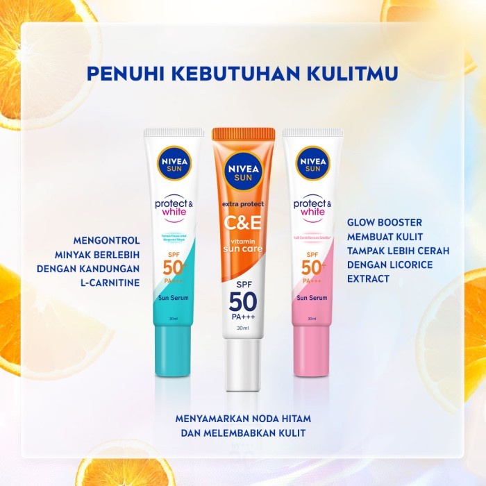 Nivea Sun Protect &amp; White / Face Protection Serum Spf 50+ Pa +++ - Instant Aura &amp; Oil Control Extra Protect C&amp;E 30ml Nivea Sunscreen