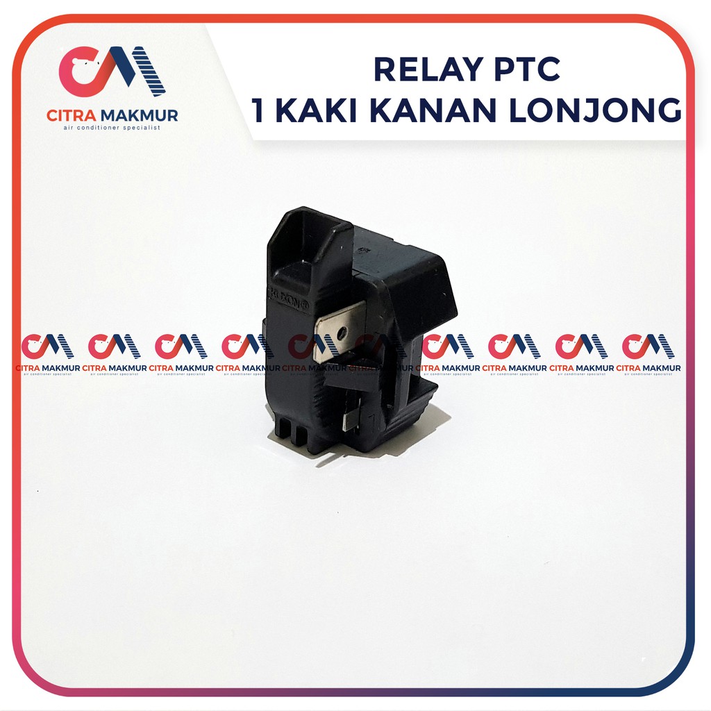 Relay PTC 1 kaki kanan Lonjong atas Kulkas kotak hitam refrigerator kompresor satu pin terminal