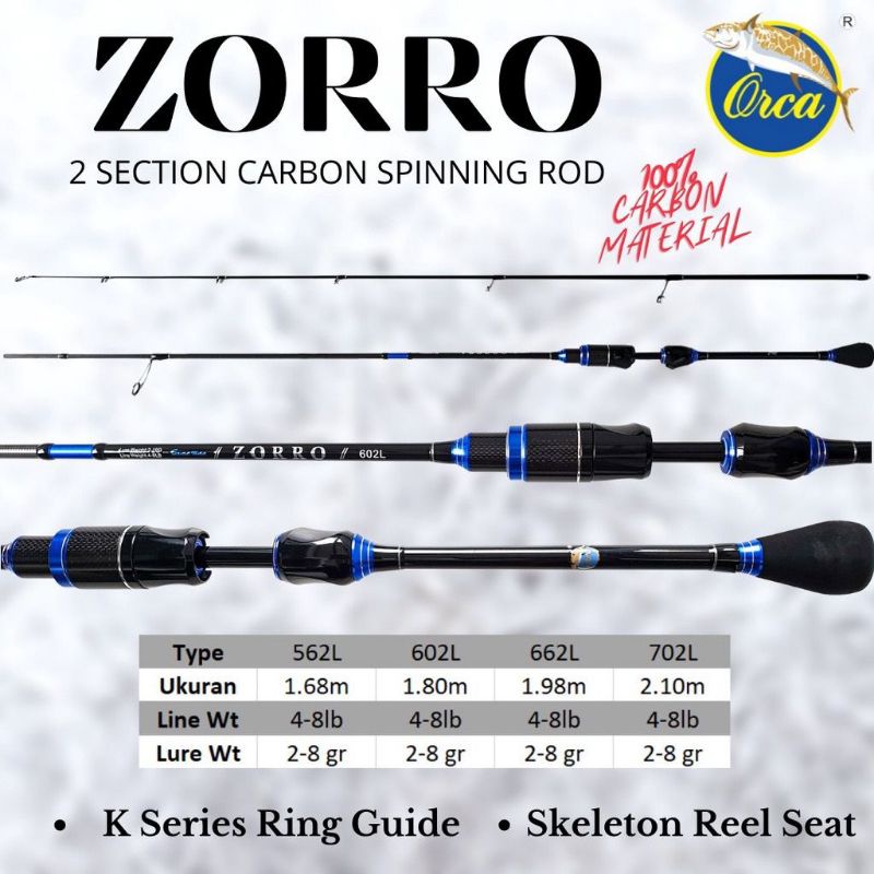 Joran Casting Spinning Orca Zorro 180 198 210 Terbaik Japan Style Murah