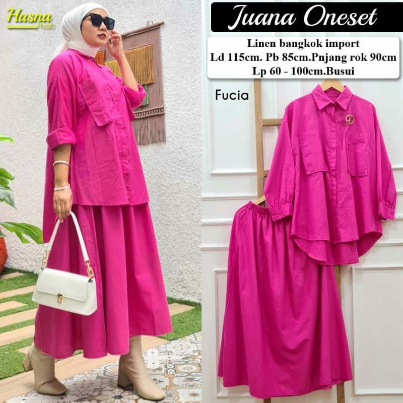 Erlindaw Collection//Import Oneset rok Hasna set Bahan katun linen bangkok