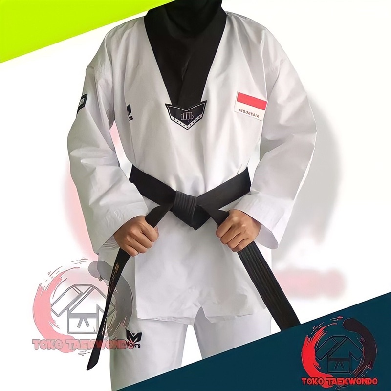 Dobok Taekwondo Moks Fighter Kerah Hitam