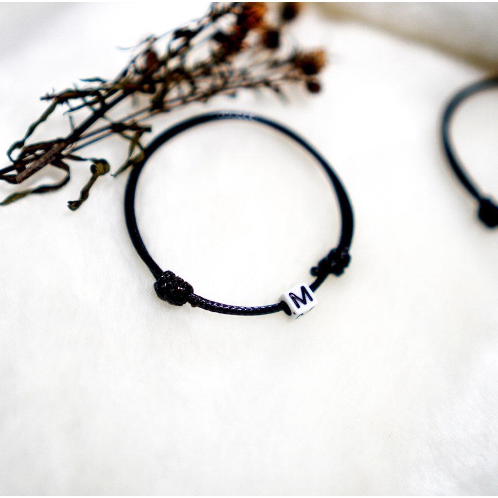 GELANG INISIAL DADU SINGLE SLIDE  ( tali anti air) / GELANG NAMA HURUF INITIAL CUSTOM / PARACORD BRACELET / GELANG VINTAGE-7